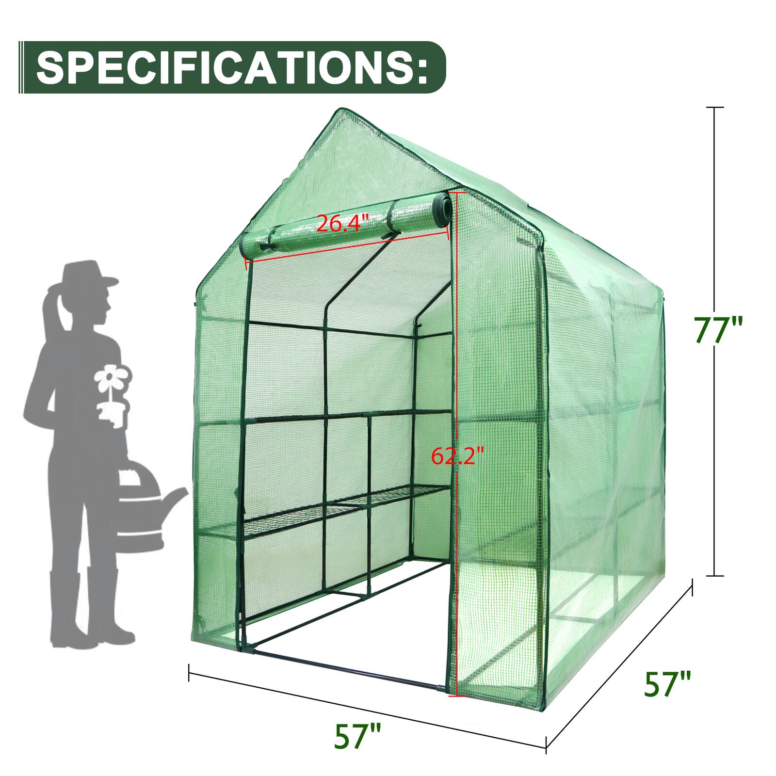 8 Shelves Walk-In Greenhouse Garden House Plants Flowers Green Plant Insulation