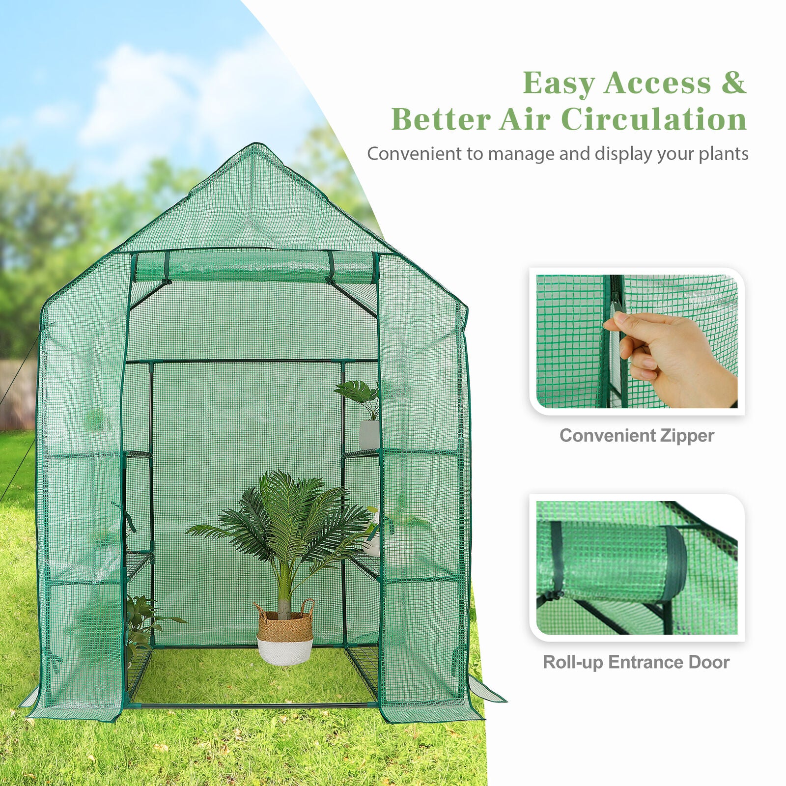 6 Shelves Walk-In Greenhouse Garden House Plants Flowers Green Plant Insulation