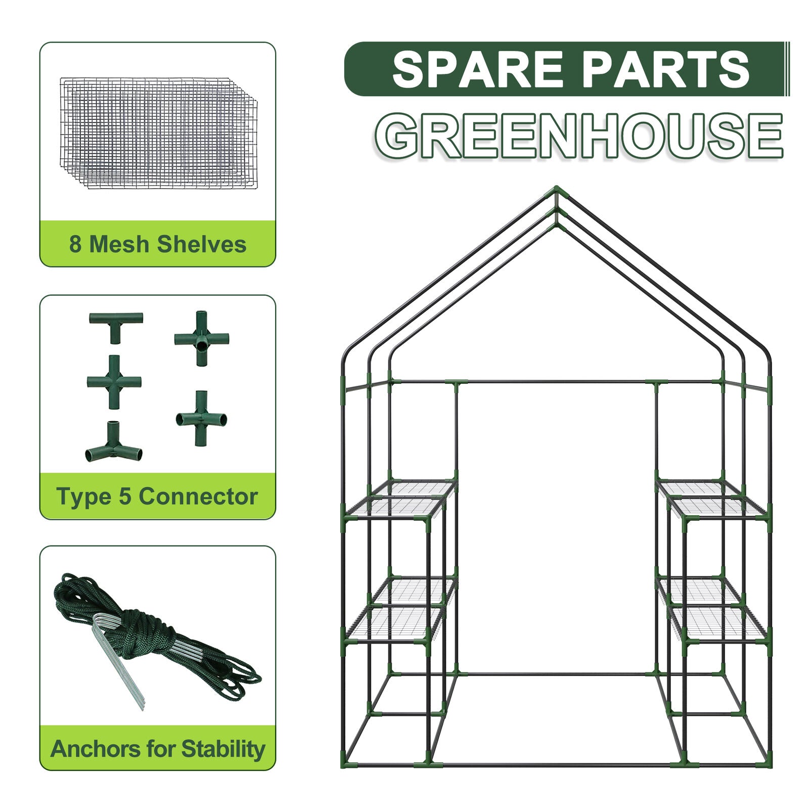 8 Shelves Walk-In Greenhouse Garden House Plants Flowers Green Plant Insulation