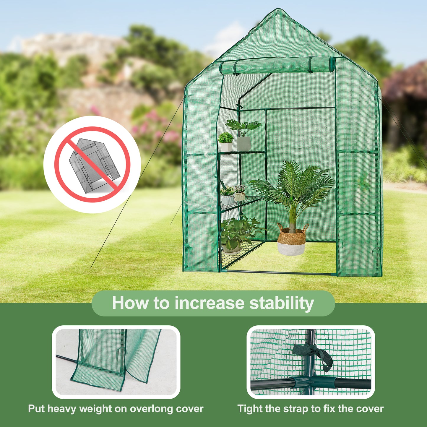 6 Shelves Walk-In Greenhouse Garden House Plants Flowers Green Plant Insulation