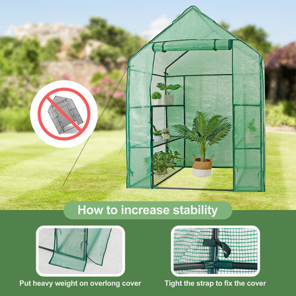 6 Shelves Walk-In Greenhouse Garden House Plants Flowers Green Plant Insulation