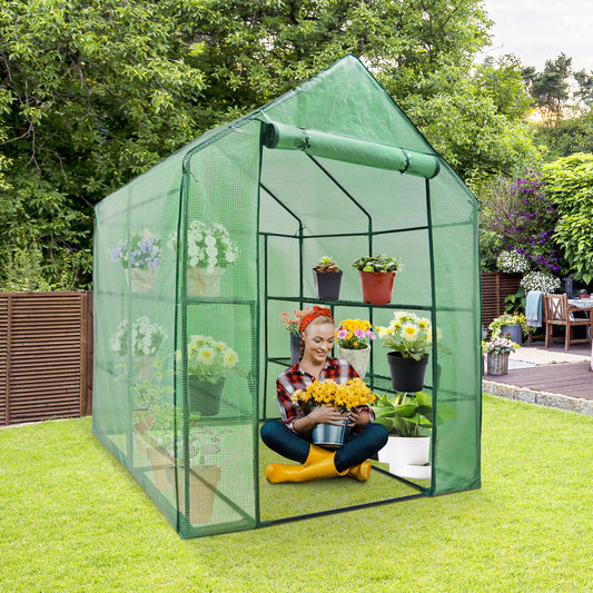 8 Shelves Walk-In Greenhouse Garden House Plants Flowers Green Plant Insulation
